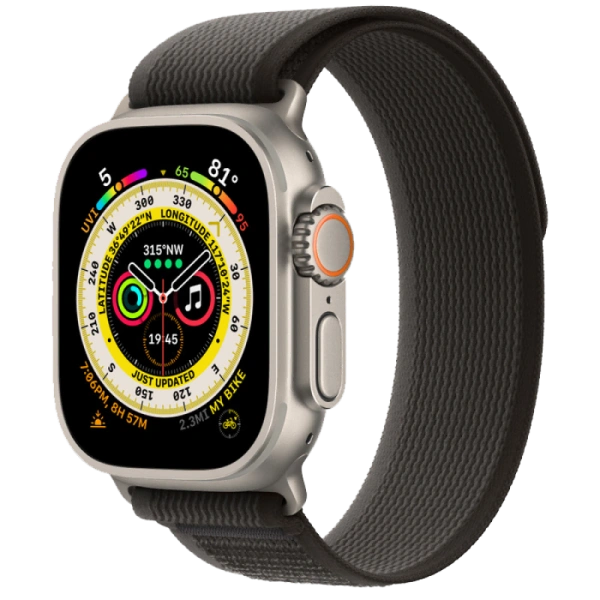 Apple Watch Series Ultra 49mm Titanium Case with Black Trail Loop S/M