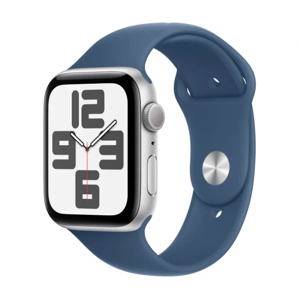 Apple Watch Series SE 2024 40mm Silver Aluminum Case with Denim Sport Band S/M